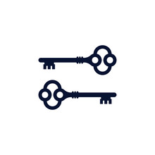 Two Classic House Keys Logo Icon Vector.