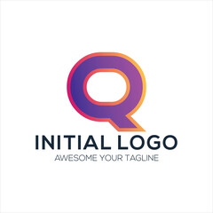 Wall Mural - initial q logo design gradient colorful