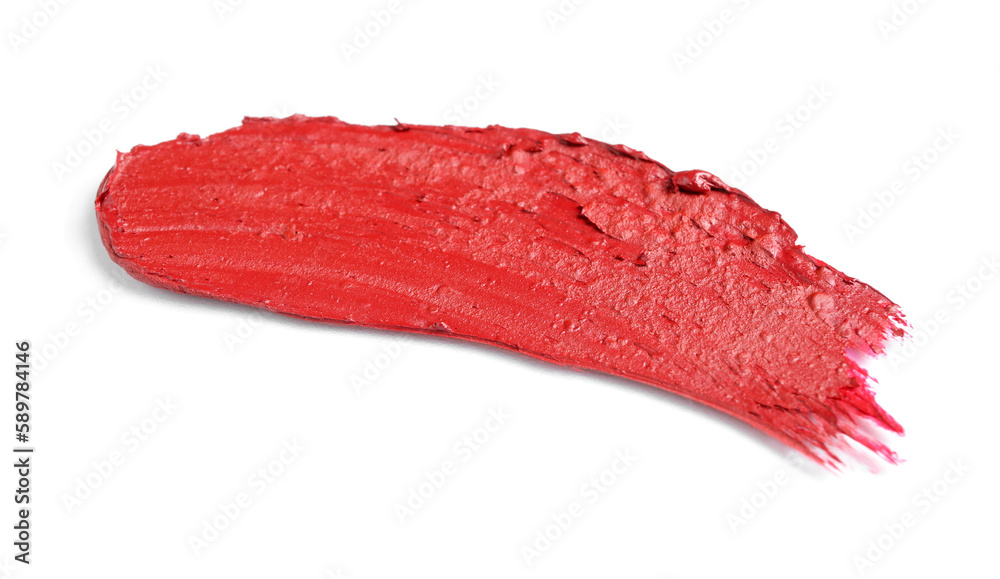 Red lipstick stroke on white background