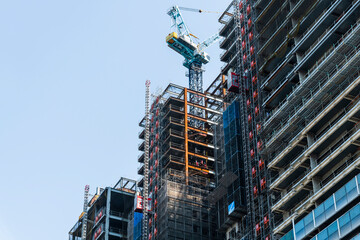 Wall Mural - View of the building construction site with cranes in Taiwan.