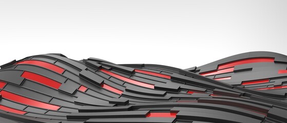 Aufkleber - 3D Futuristic digital wave technology background. metaverse and innovative ideas connecting online businesses in the future world on Black. Inspiration, copy space, banner, software -3d Rendering