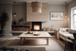 Scandinavian Style Fireplace With Simple Design, Natural Materials, And Cozy Accessories. Generative AI