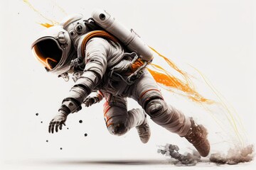 Wall Mural - Space suits isolated on space background.  Motion.