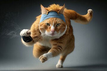 Wall Mural - Cat as OLYMPIC ATHLETE character portrait illustration generative ai