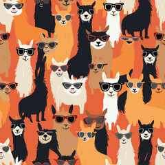 Sticker - seamless pattern with lama