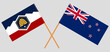 Crossed flags of New Zealand and The State of Utah. Official colors. Correct proportion