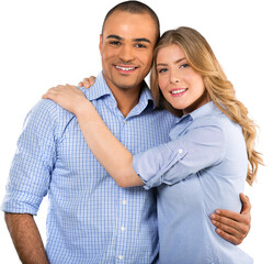 Portrait of happy young couple isolated on white