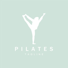 Wall Mural - Pilates sitting pose logo icon symbol a calming yoga exercise that moves the whole body