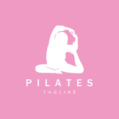 Wall Mural - Pilates sitting pose logo icon symbol a calming yoga exercise that moves the whole body