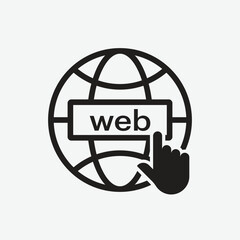 Fototapete - Go to web Icon with click icon in trendy flat style isolated on transparent background. Website pictogram. Internet symbol for your web site design, logo, app, UI. Vector illustration, EPS10
