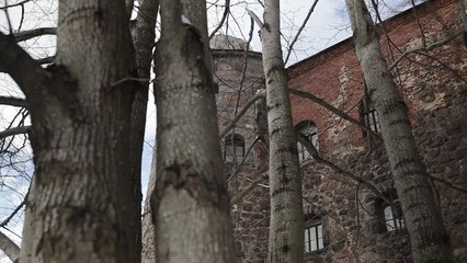 Aufkleber - stone walls with an ancient castle tower