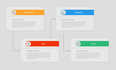 Fototapete - Business infographic design template with 4 options or steps. Can be used for workflow layouts, diagrams, presentations, web design, infographics. Vector illustration