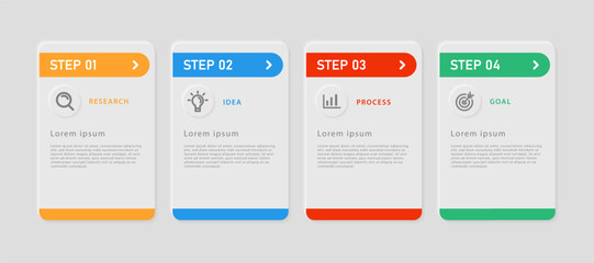 Fototapete - Business infographic design template with 4 options or steps. Can be used for workflow layouts, diagrams, presentations, web design, infographics. Vector illustration