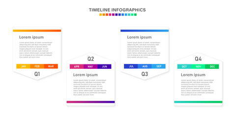 Fototapete - Infographic timeline template for 1 year. Business infographic timeline design with 12 steps or options. Can be used for workflows, calendar layouts, diagrams, presentations. Vector illustration