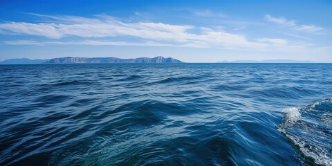 Poster - View of the water in the sea.Colorful summer template. Concept of recreation. Generative AI
