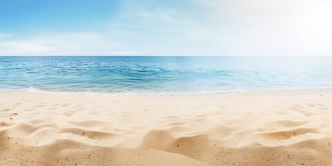 Poster - Summer landscape of a sunny day on the beach with waves from the sea.Colorful summer template. Concept of recreation. Generative AI