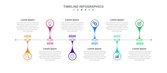 Fototapete - Business infographic timeline template. Milestone infographics element design for presentation, web, workflow or process diagram. Vector illustration