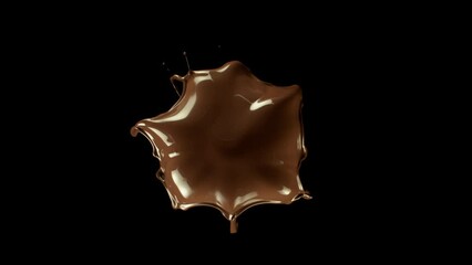 Poster - Super slow motion of hot chocolate splash on black background. Filmed on high speed cinema camera, 1000fps.