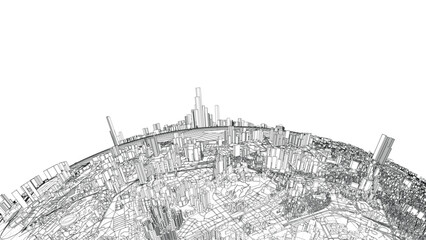 Poster - 3d city sphere. vector rendering of 3d