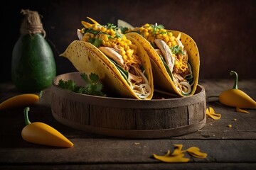 Leinwandbilder - Street tacos with meat and vegetables.Street food. Generative AI