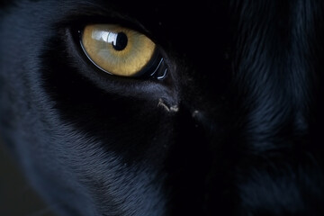 Wall Mural - Close-up on a black panther eyes on black