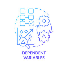 Sticker - Dependent variables blue gradient concept icon. Causal research changeable and principles abstract idea thin line illustration. Isolated outline drawing. Myriad Pro-Bold font used