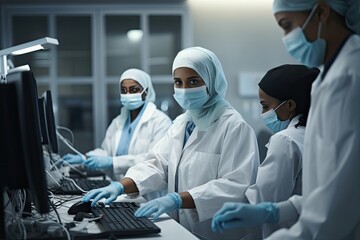 Wall Mural - Diversity in Healthcare: A Muslim Doctor Woman in Hijab Making a Difference, generative ai