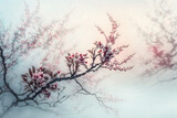 Fototapeta Sawanna - A branch of cherry blossoms with a pink background Generative AI
