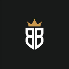 BB logo monogram symbol shield with crown shape design vector