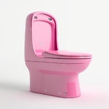 Unique Modern Pink Toilet Commode In White Background Dynamic Lighting, Hyper - Detailed, Hyper - Realistic