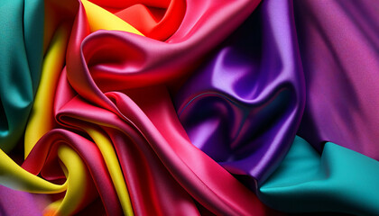 Colorful silk fabric background. 