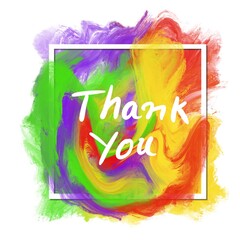 Wall Mural - Thank You Colorful Painting Blobs Square Frame Text