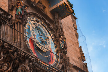Wall Mural - The medieval astronomical clock in the Old Town square in Prague, Czechia