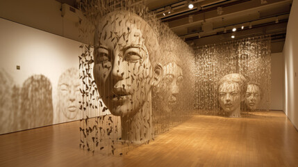 Canvas Print - head art inside museum - by generative ai