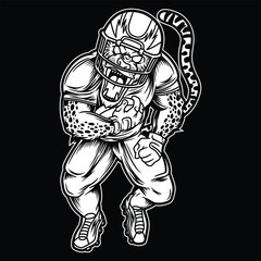 Sticker - Jaguar Mascot American Football Black and White Illustration