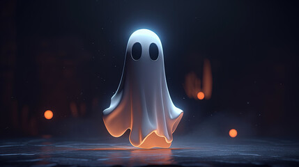 Little cute ghost in a castle - Generative AI