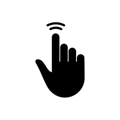 Poster - Double Tap Gesture, Hand Cursor of Computer Mouse Black Silhouette Icon. Pointer Finger Glyph Pictogram. Click Double Press Touch Swipe Point on Cyberspace Website Sign. Isolated Vector Illustration