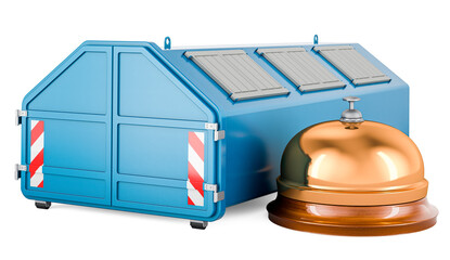 Wall Mural - Industrial waste skip with reception bell, 3D rendering