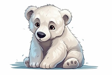 Sticker - majestic polar bear in a peaceful sitting position. Generative AI