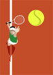 Homme / femme joue au tennis sur un court orange en terre battue