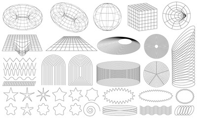 Poster - Modern minimalist aesthetic linear frames. Retro stars, starburst icons. Minimalist geometric elements, abstract bauhaus. Vector trendy icons EPS 10
