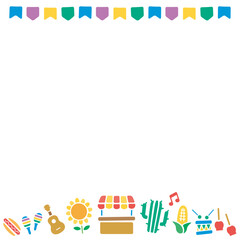 Canvas Print - Decorative background frame for Festa Junina. Vector illustration for postcards, banners and posters.(Square Version)	