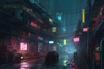 Wall Mural - Cyberpunk Style Game Art Wallpaper Background