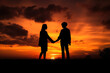 © thejokercze - Silhouette of a couple holding hands at sunset created with AI