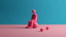 Person Sitting In Contemplation, Abstract Figurine Digital Render