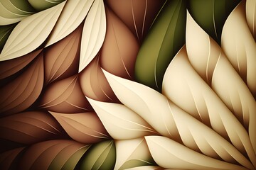 Abstract earth toned leaf/feather woven natural pattern - generative AI