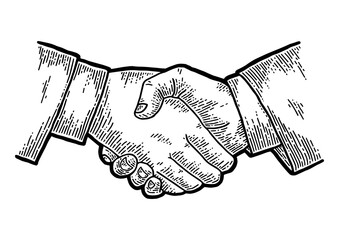 Wall Mural - Businessman handshake sketch PNG illustration with transparent background