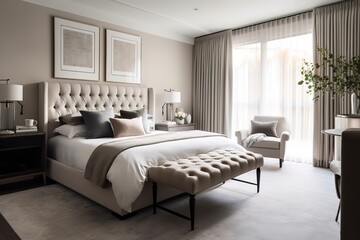 Luxurious large bedroom, Generative AI