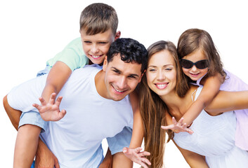 Wall Mural - Beautiful smiling family on background