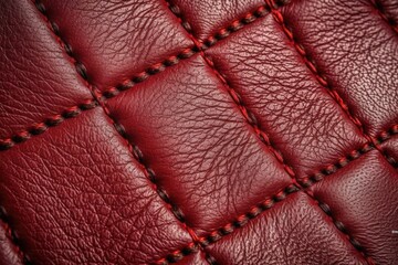 Poster - detailed close up of vibrant red leather texture. Generative AI